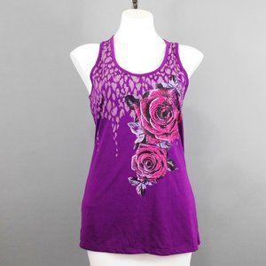 Bongo Women Tank‎ Top Purple Floral Print